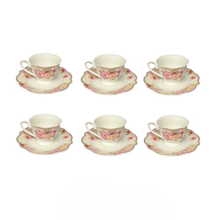 12 Piece Porcelain Tea Cup and Saucer Set D617649