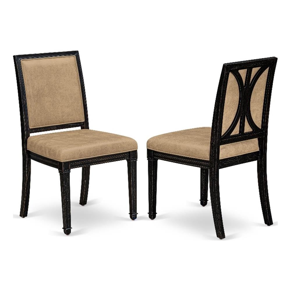 Acacia Wood Beige PU Leather Dining Chairs Set of 2 B935470