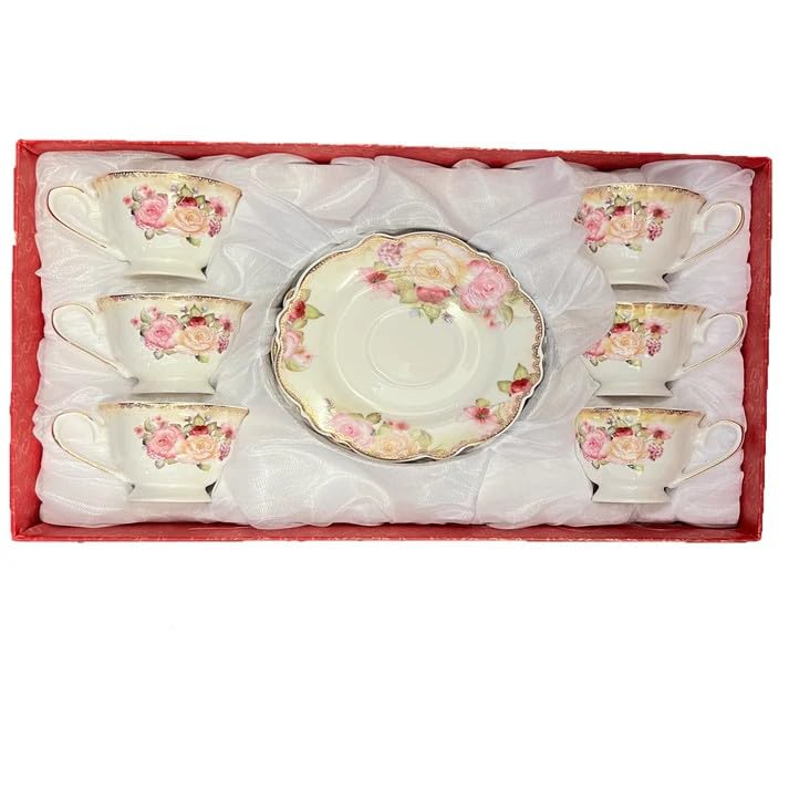 12 Piece Porcelain Tea Cup and Saucer Set D617649