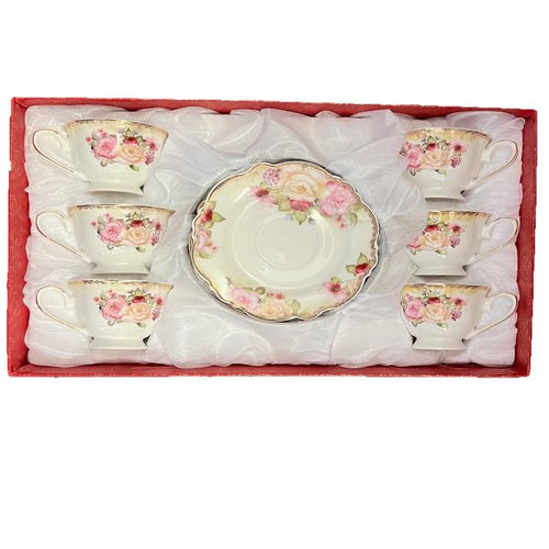 12 Piece Porcelain Tea Cup and Saucer Set D617649