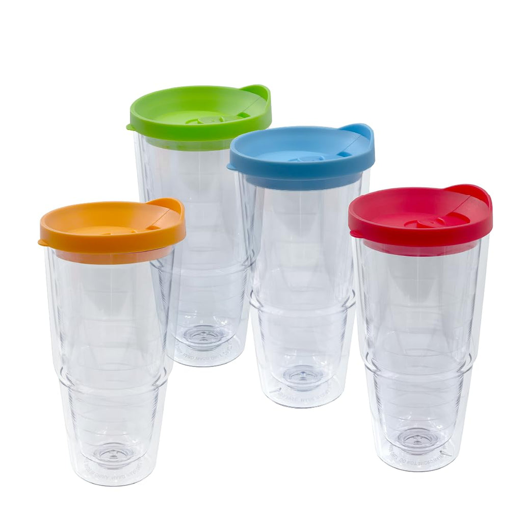 20 oz 4 Pack Double Wall Clear Acrylic Tumbler Cups with Lids R4163