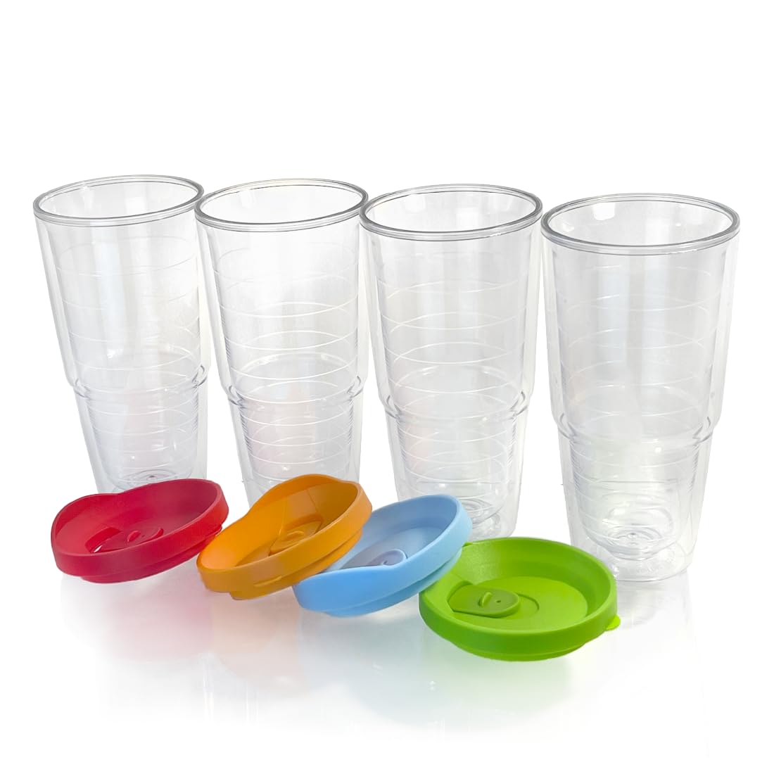 20 oz 4 Pack Double Wall Clear Acrylic Tumbler Cups with Lids R4163
