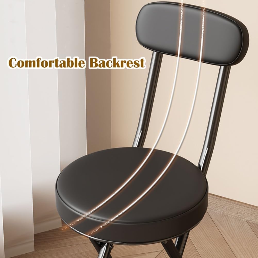 Folding Bar Stool with Backrest 18 inch Black E654