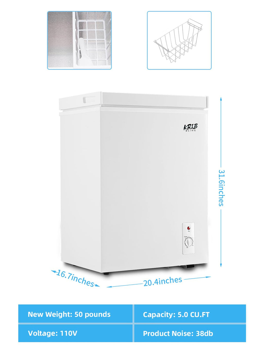 White 5.0 cu.ft Chest Freezer X6033