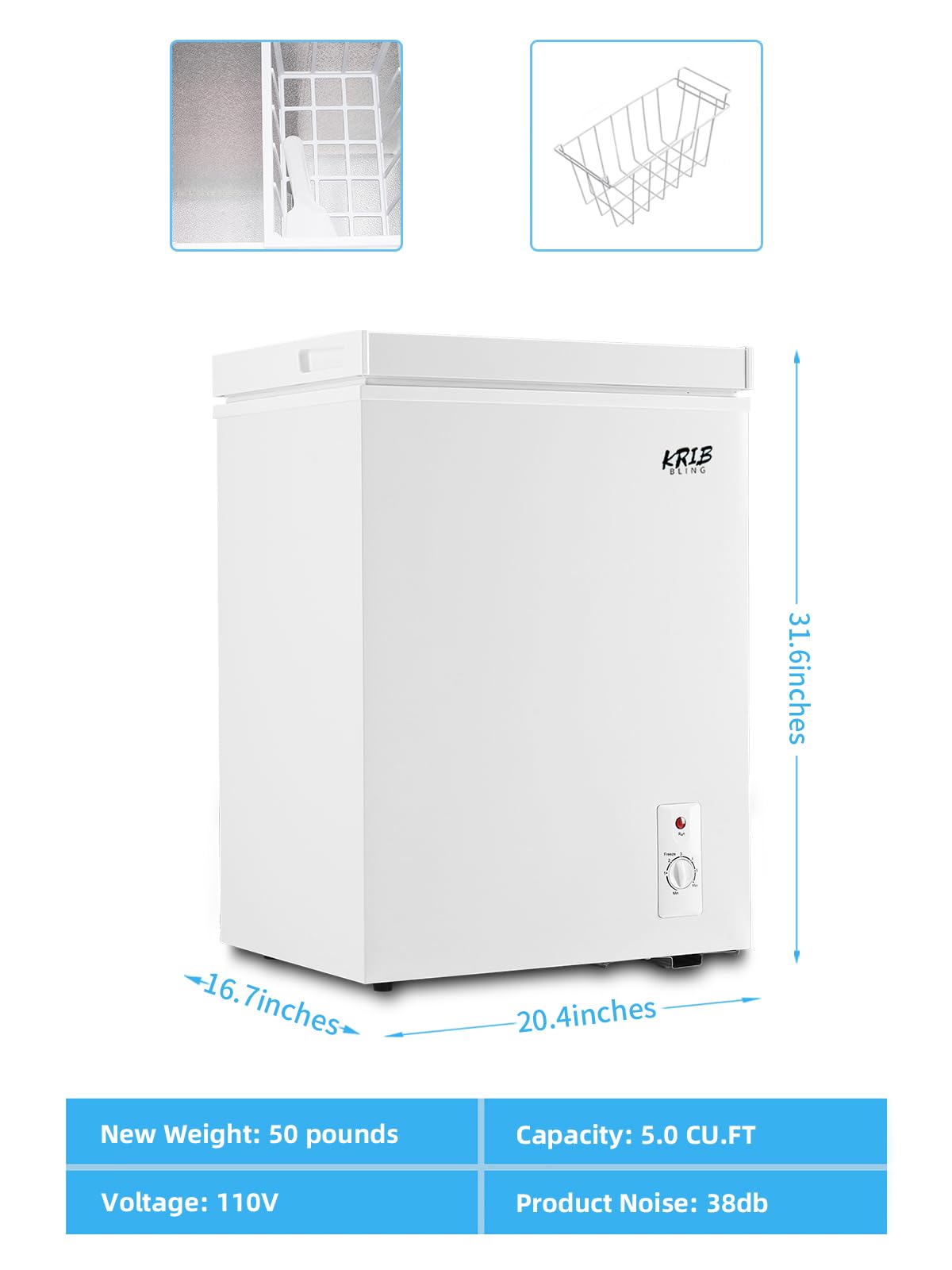 White 5.0 cu.ft Chest Freezer X6033