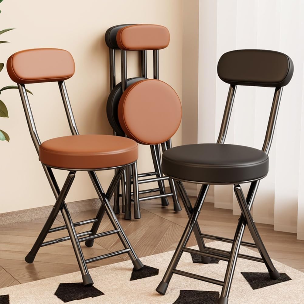 Folding Bar Stool with Backrest 18 inch Black E654