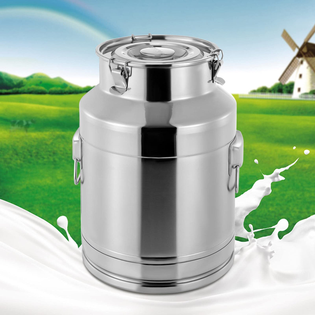7 Gallon Stainless Steel Milk Can with Sealed Lid P531654