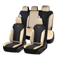 Beige 5-Piece PU Leather Mesh Car Seat Covers V2991