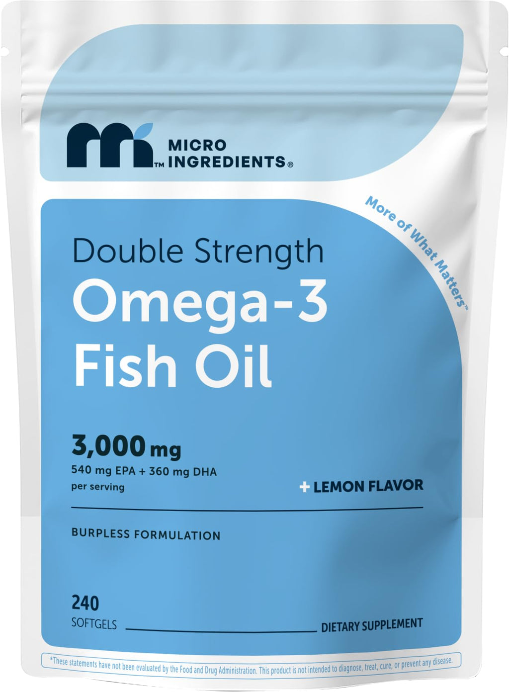 Omega 3 Fish Oil 3,000mg 240 Softgels Lemon Flavored EPA DHA U868931