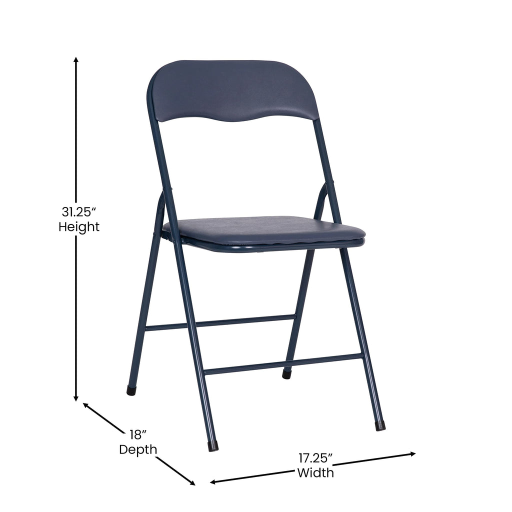 Navy Square Folding Card Table and Chairs Set E5673