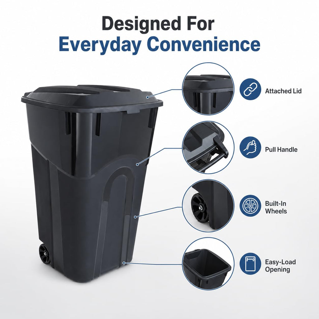 32-Gallon Heavy-Duty Wheeled Trash Can with Click-Lock Lid G38809