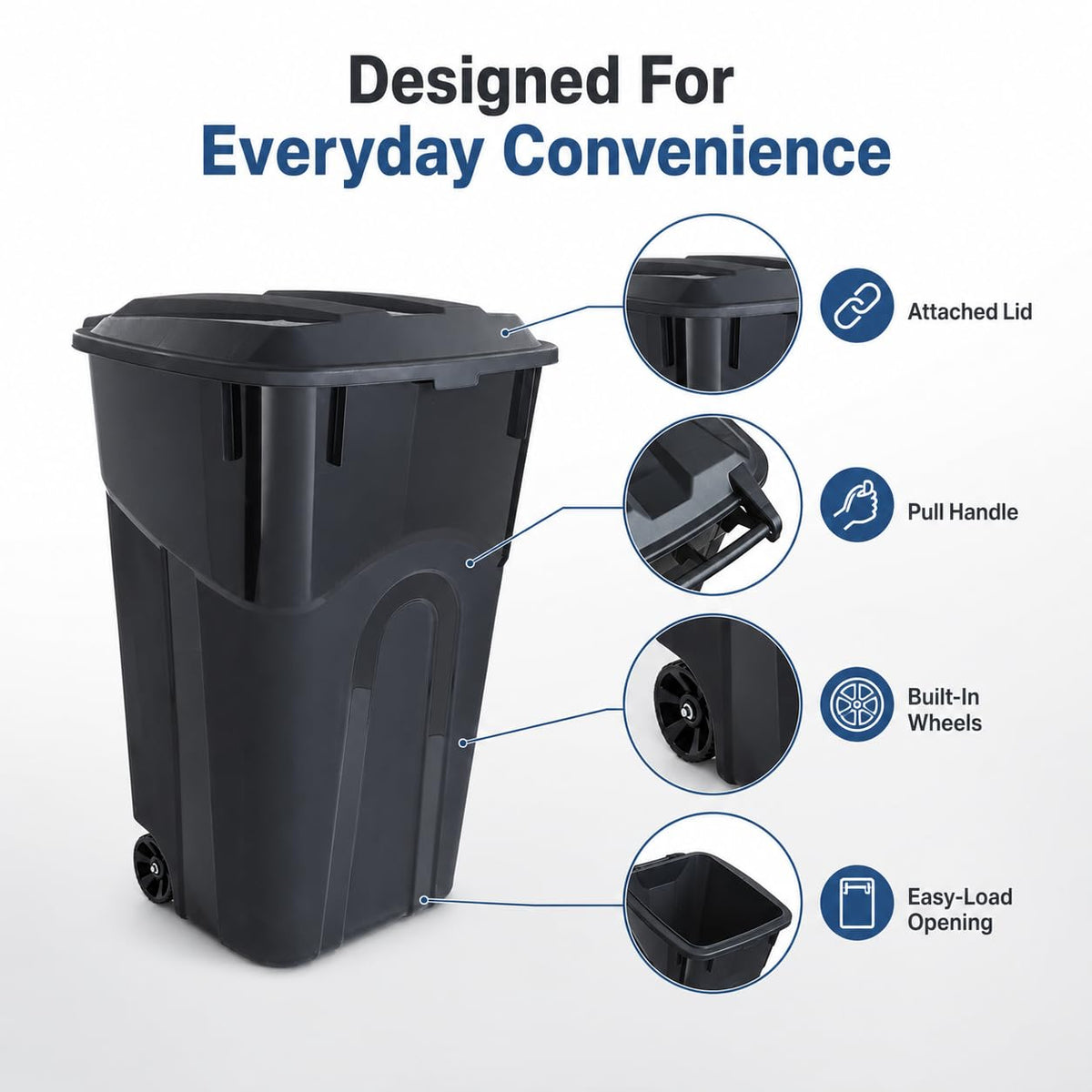 32-Gallon Heavy-Duty Wheeled Trash Can with Click-Lock Lid G38809