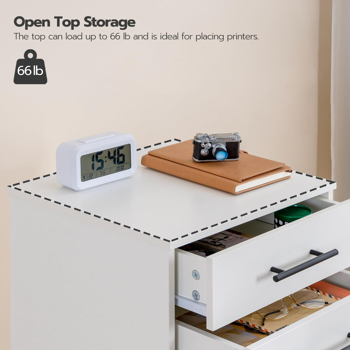 White 7 Drawer Wood File Cabinet I21266