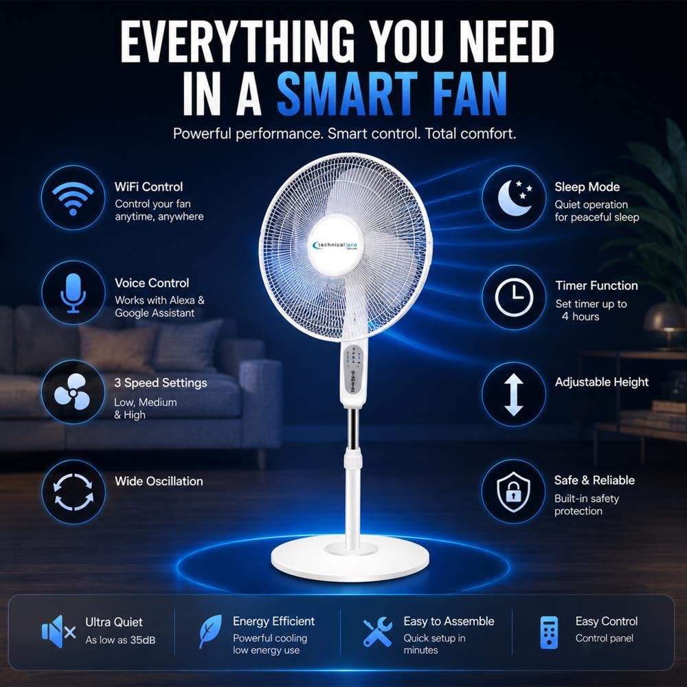16" Standing Fan with WiFi Control W6389