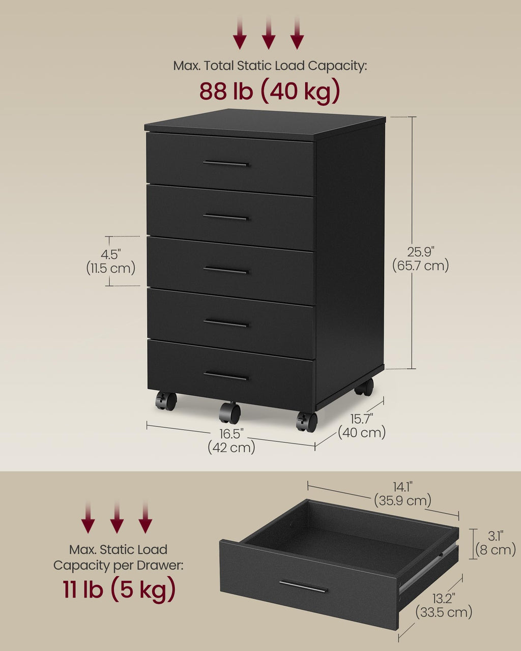 Mobile Pedestal Filing Cabinet with Wheels X19891