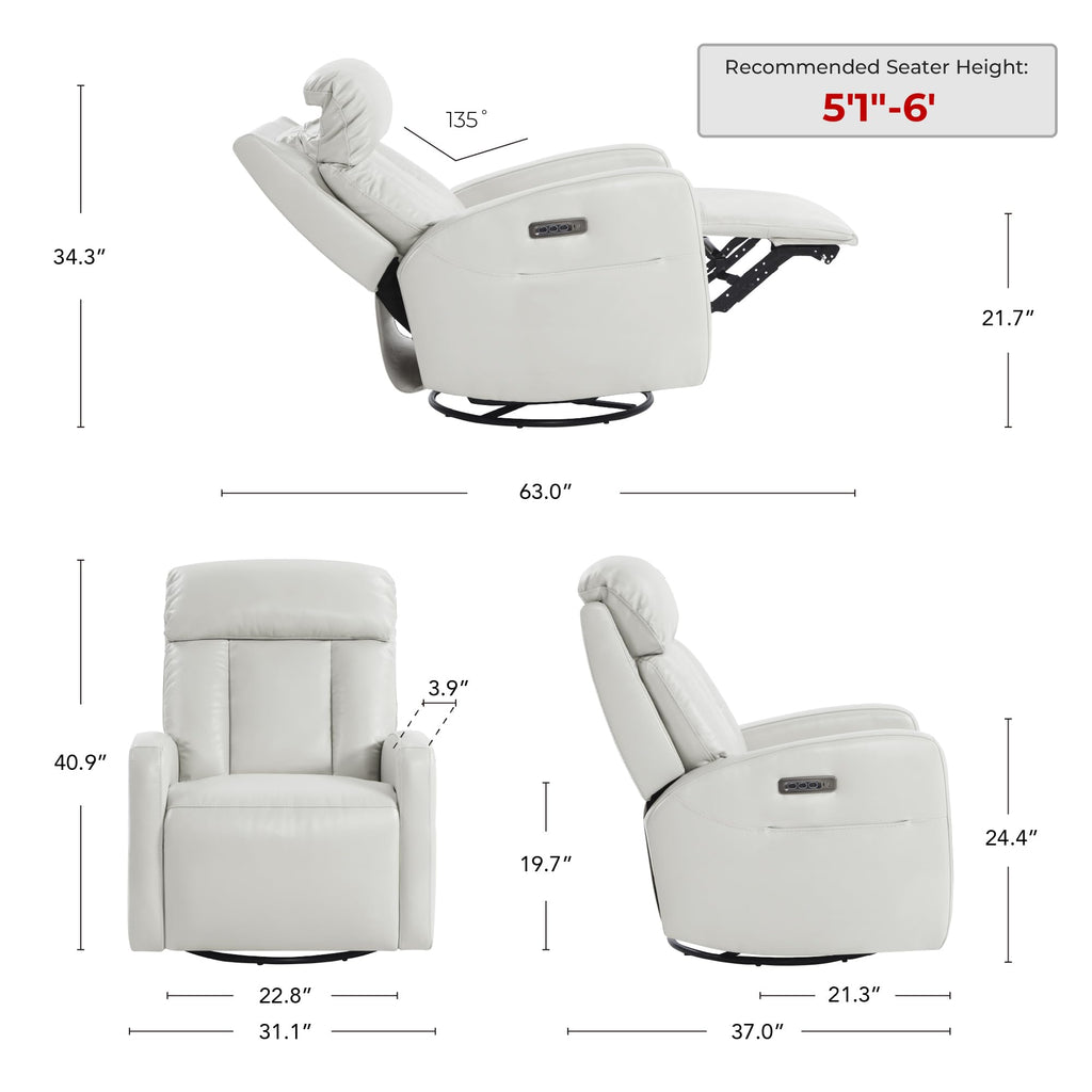 Genuine Leather Power Recliner Chair W196