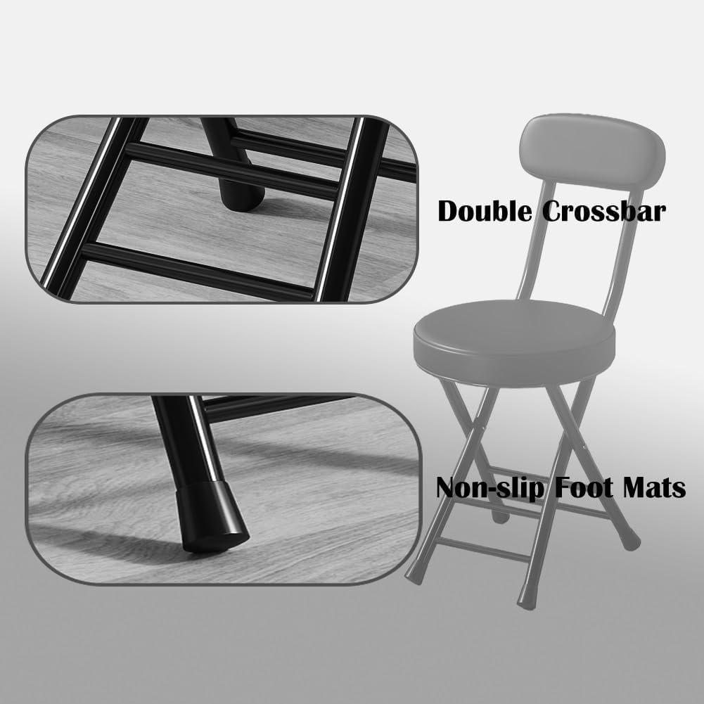 Folding Bar Stool with Backrest 18 inch Black E654
