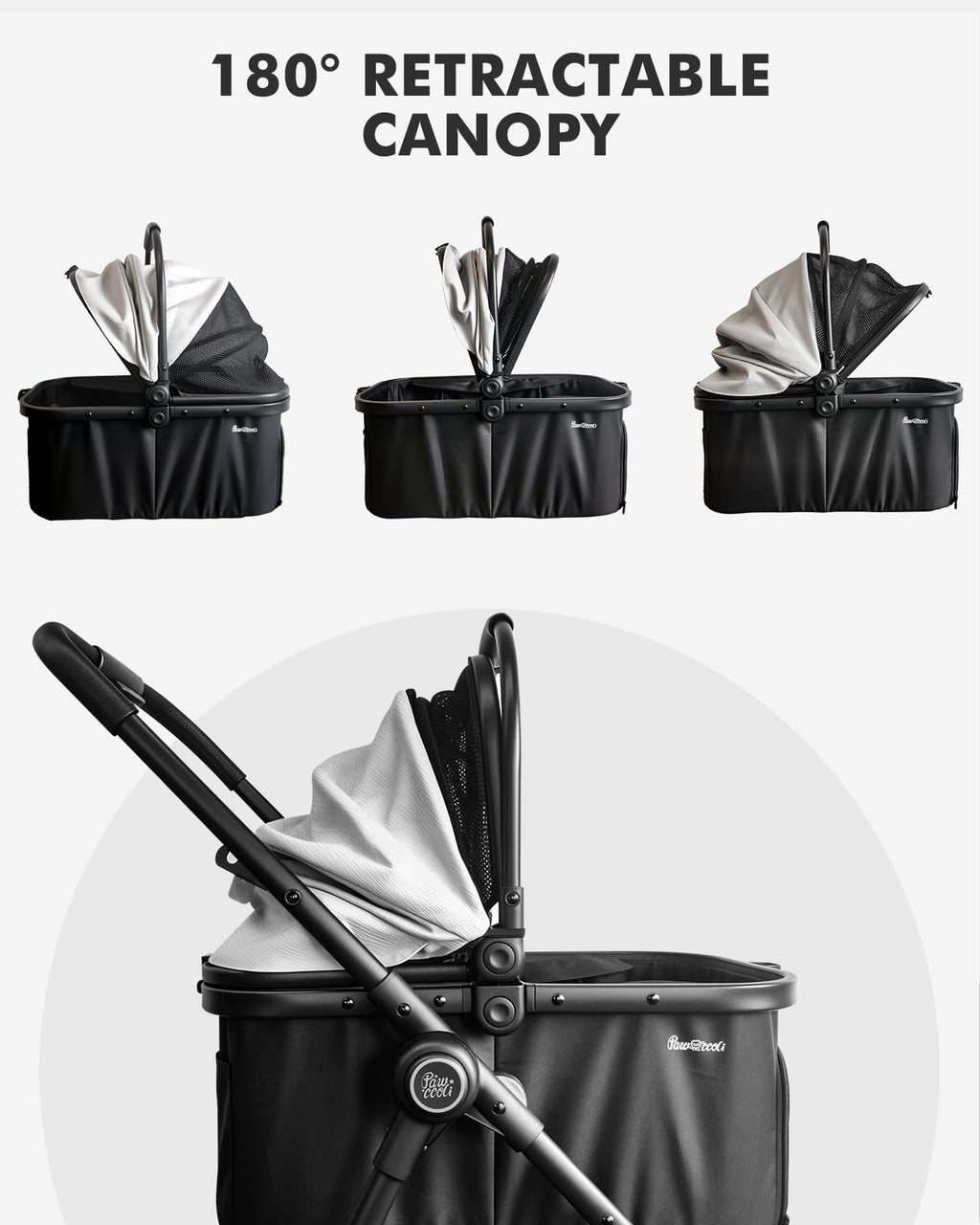 Black Foldable Pet Stroller with Detachable Carrier J285459
