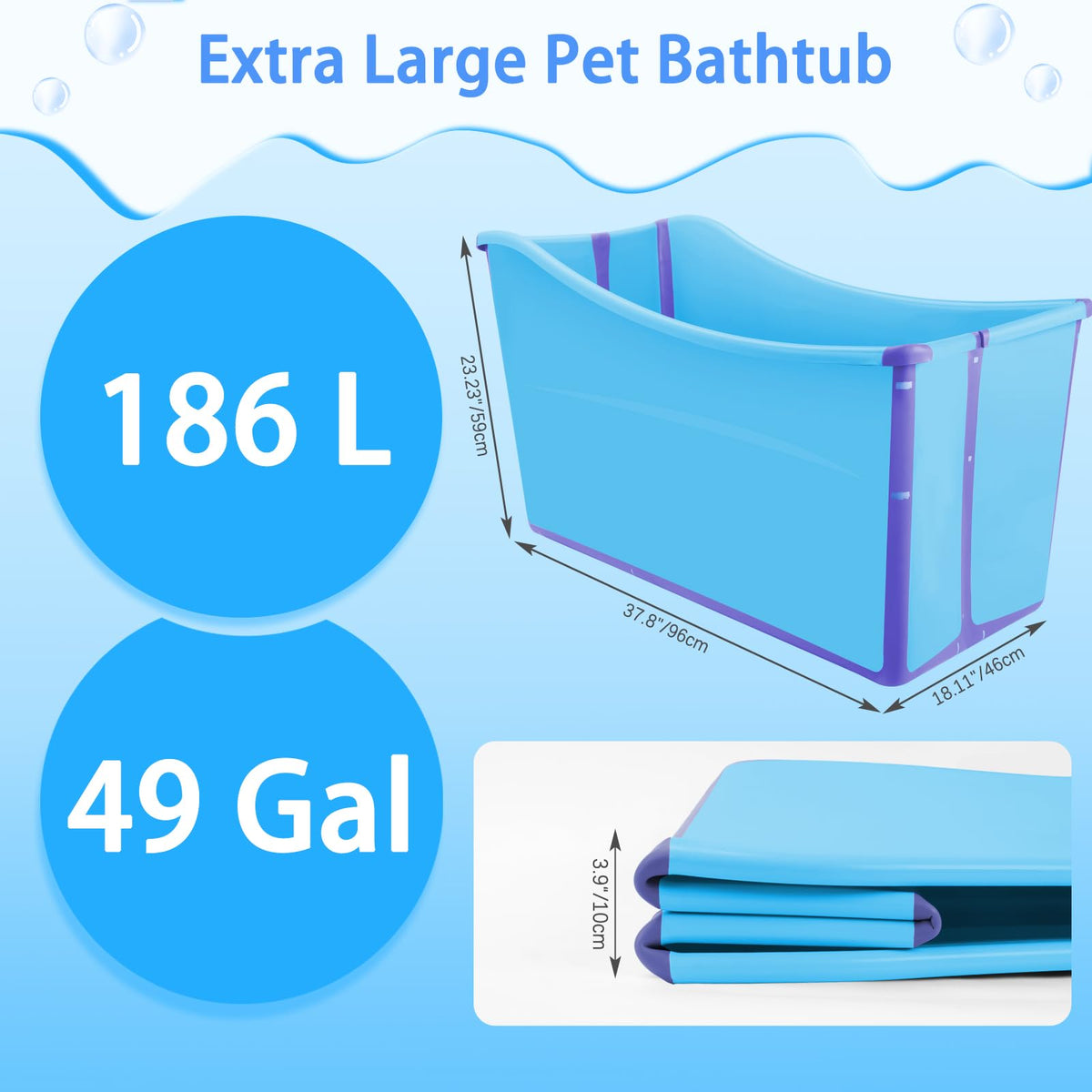 Collapsible Extra Large Dog Bathtub with Drainage Pipe H458