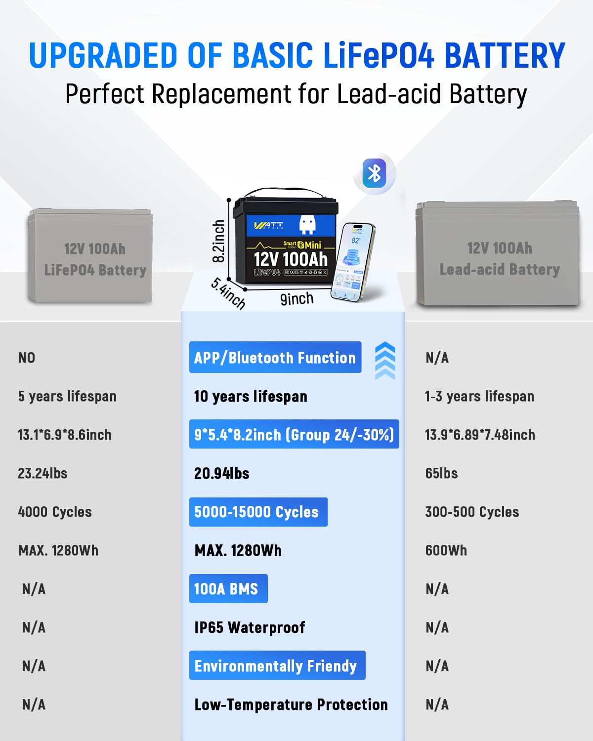 12V 100Ah Mini LiFePO4 Battery Group 24 W25677