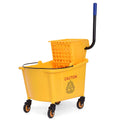 Yellow 35 Quart Commercial Mop Bucket with Wringer G130