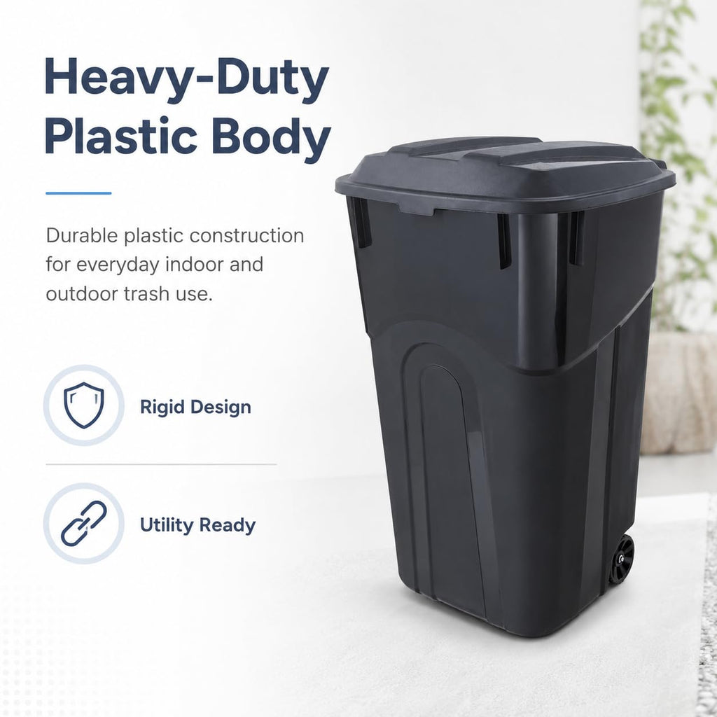 32-Gallon Heavy-Duty Wheeled Trash Can with Click-Lock Lid G38809