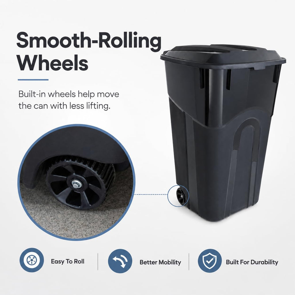 32-Gallon Heavy-Duty Wheeled Trash Can with Click-Lock Lid G38809