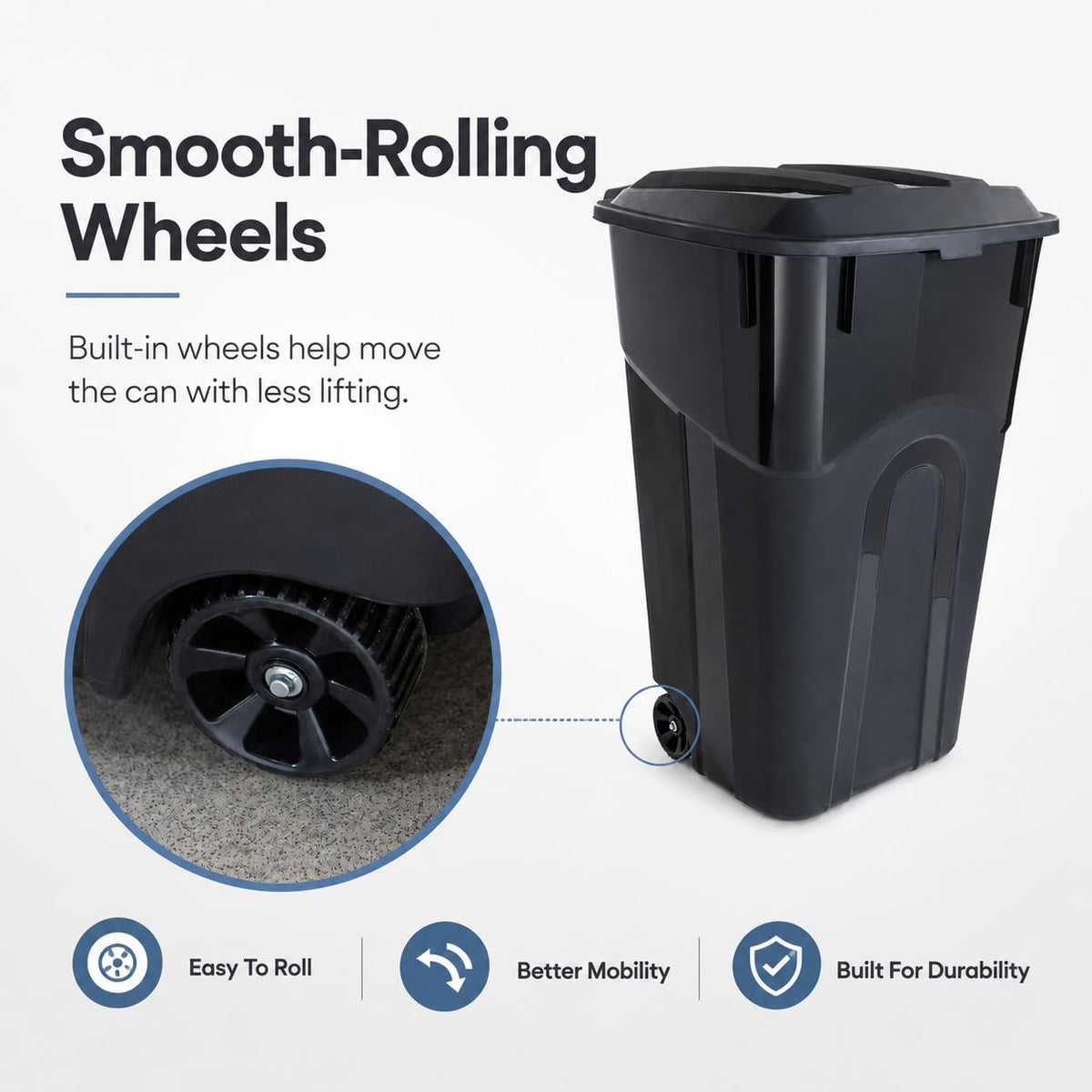 32-Gallon Heavy-Duty Wheeled Trash Can with Click-Lock Lid G38809