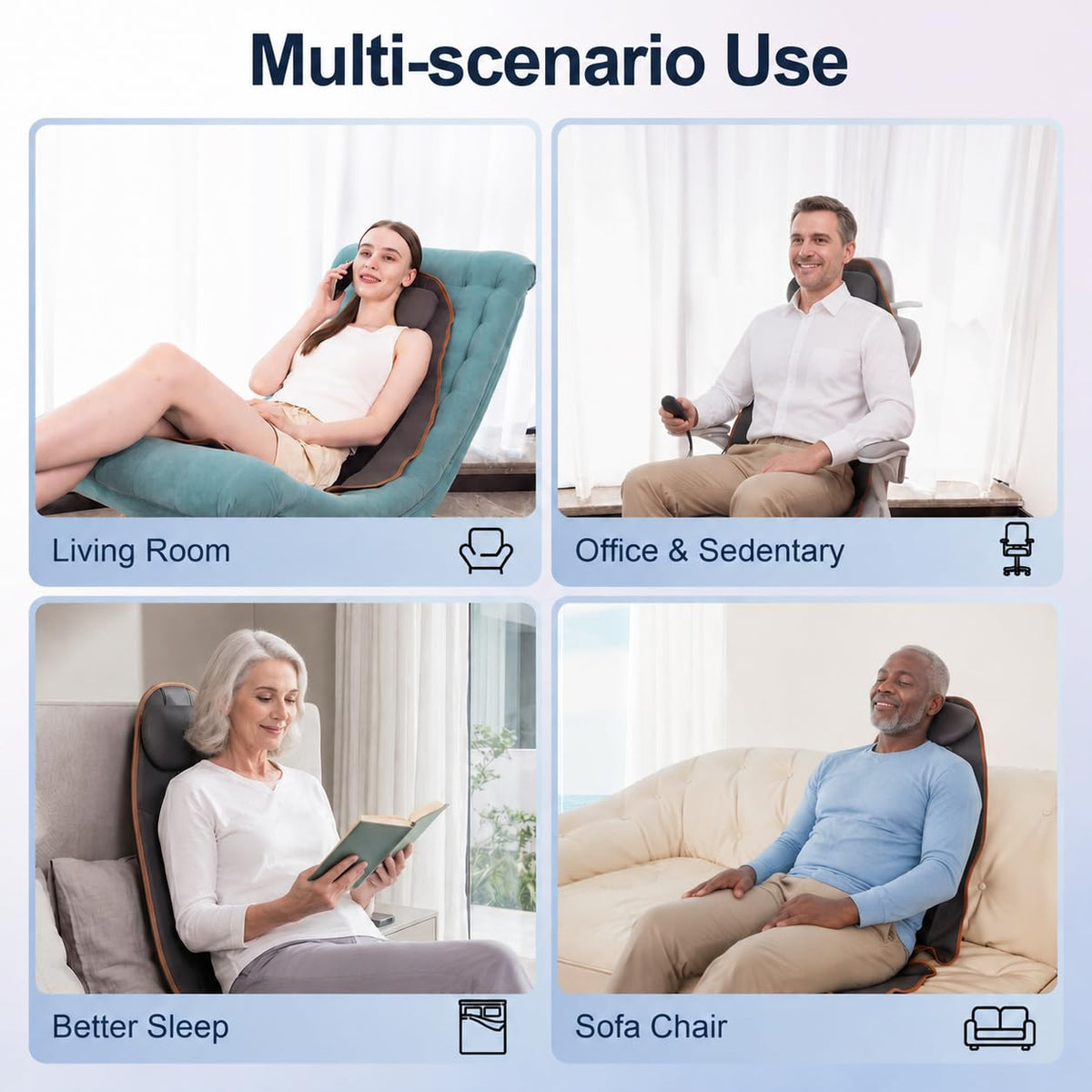 Vibration Back Massager with Heat, 8 Motor Massage Seat Cushion Y98009