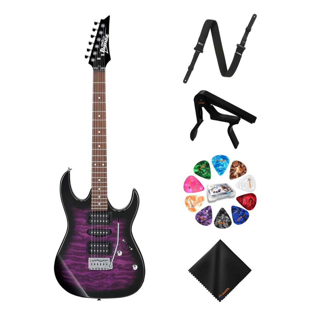 Transparent Violet Sunburst 6-String Solid-Body Electric Guitar D2703