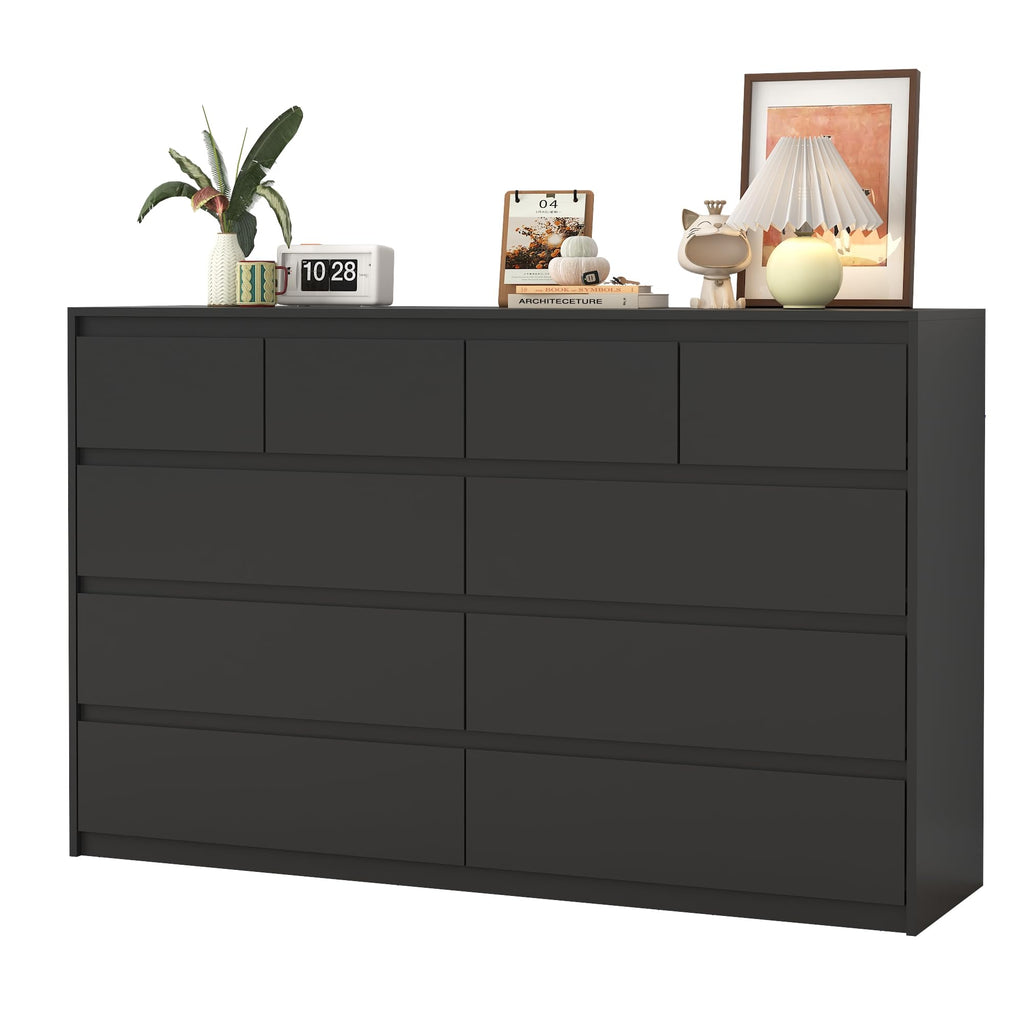 Black 10 Drawer Wood Dresser K81782