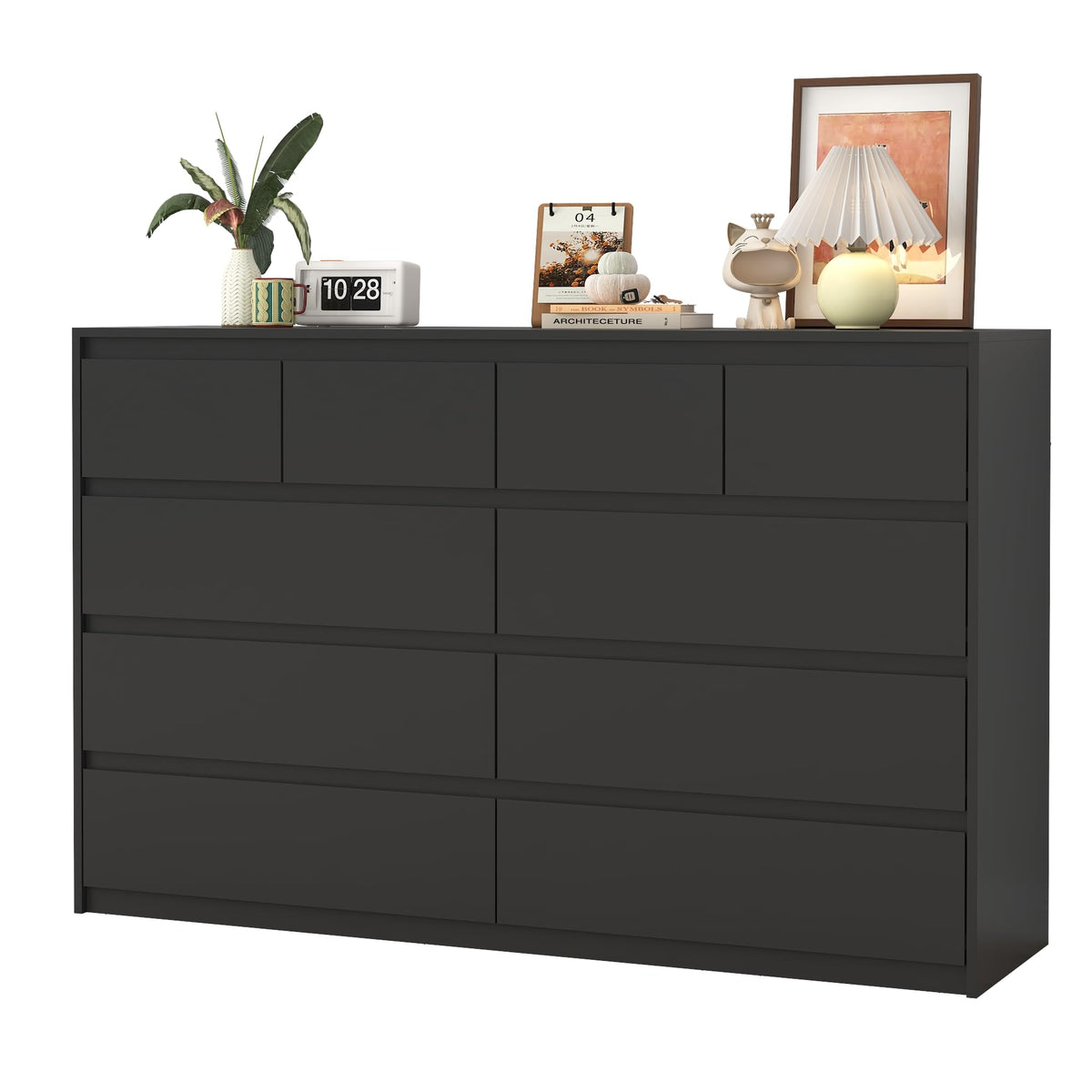 Black 10 Drawer Wood Dresser K81782
