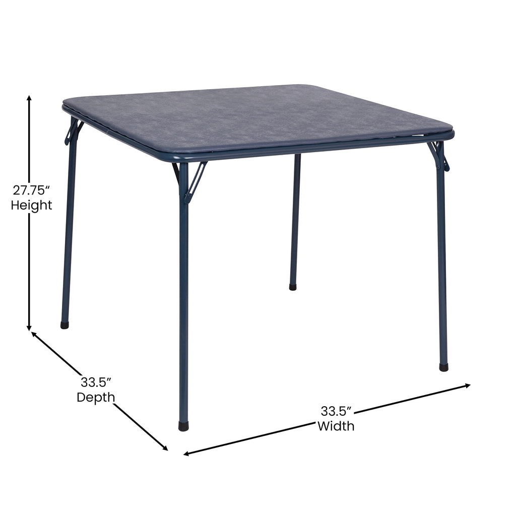 Navy Square Folding Card Table and Chairs Set E5673