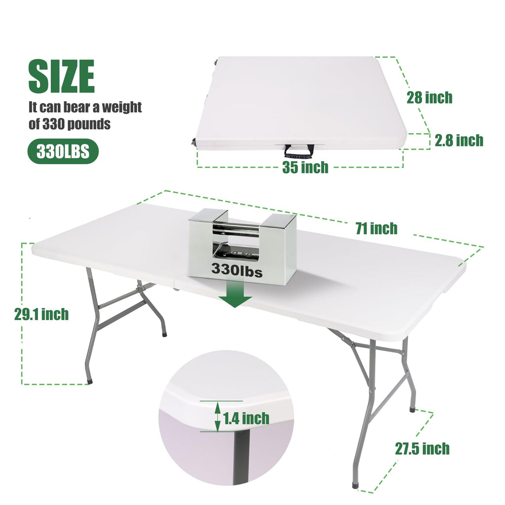 6FT Portable Folding Table with Black Tablecloth Y566448