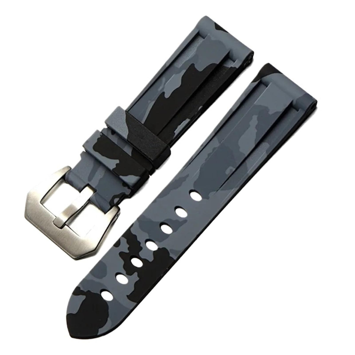 Camo Blue Grey Rubber Silicone Watch Band L204603