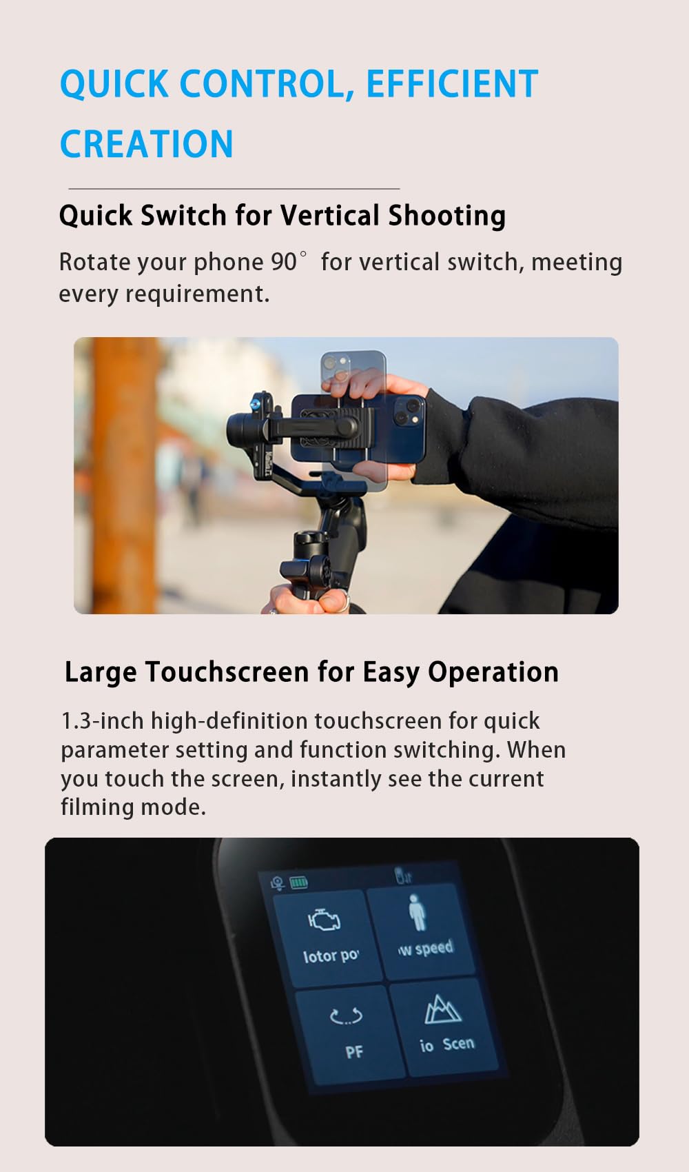 3-Axis Phone Gimbal Stabilizer with Integrated Grip E3975