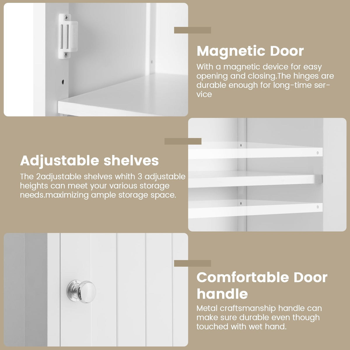 66.9" Tall Bathroom Storage Cabinet with 2 Doors & 1 Drawer W179