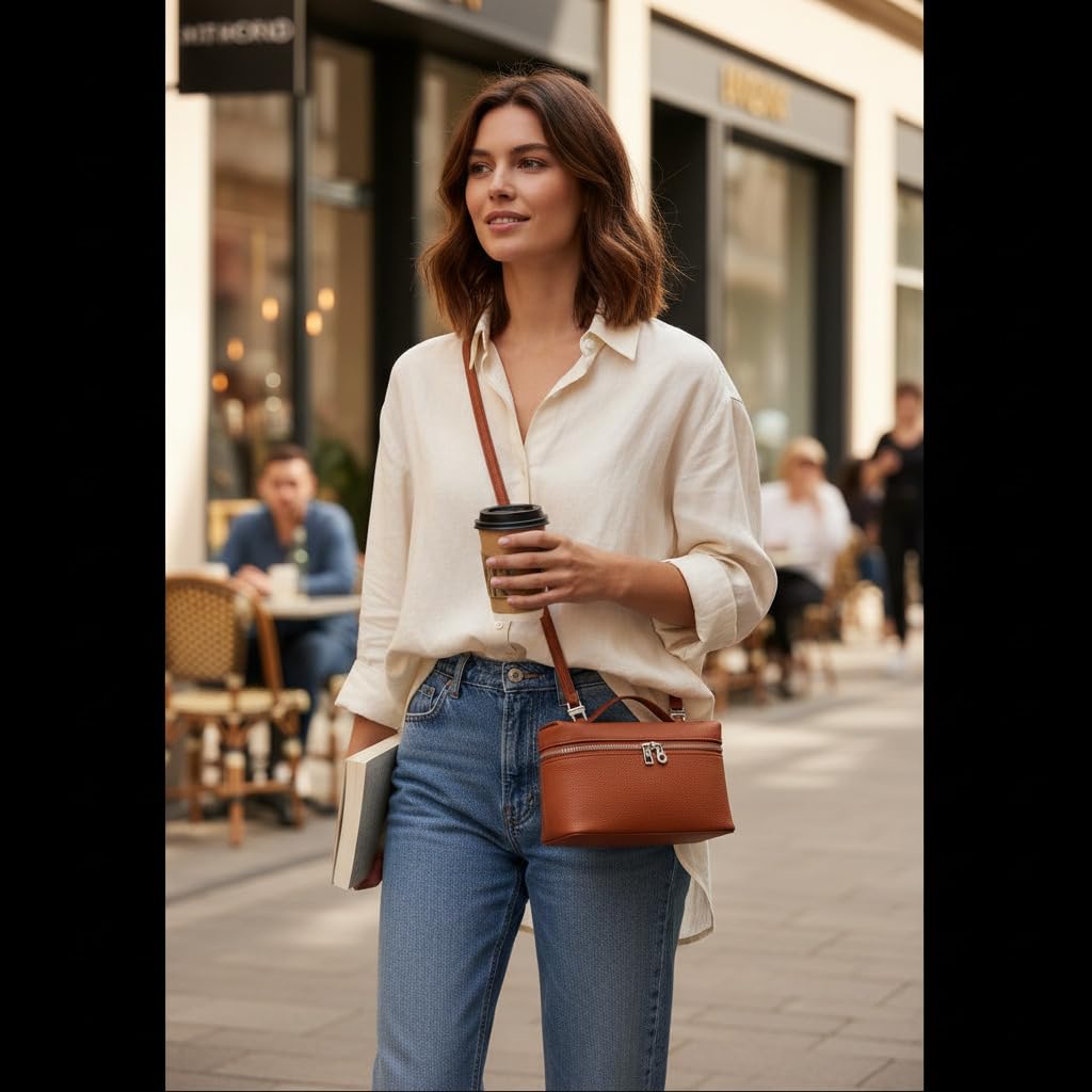Small Genuine Leather Top-Handle Bag E3854