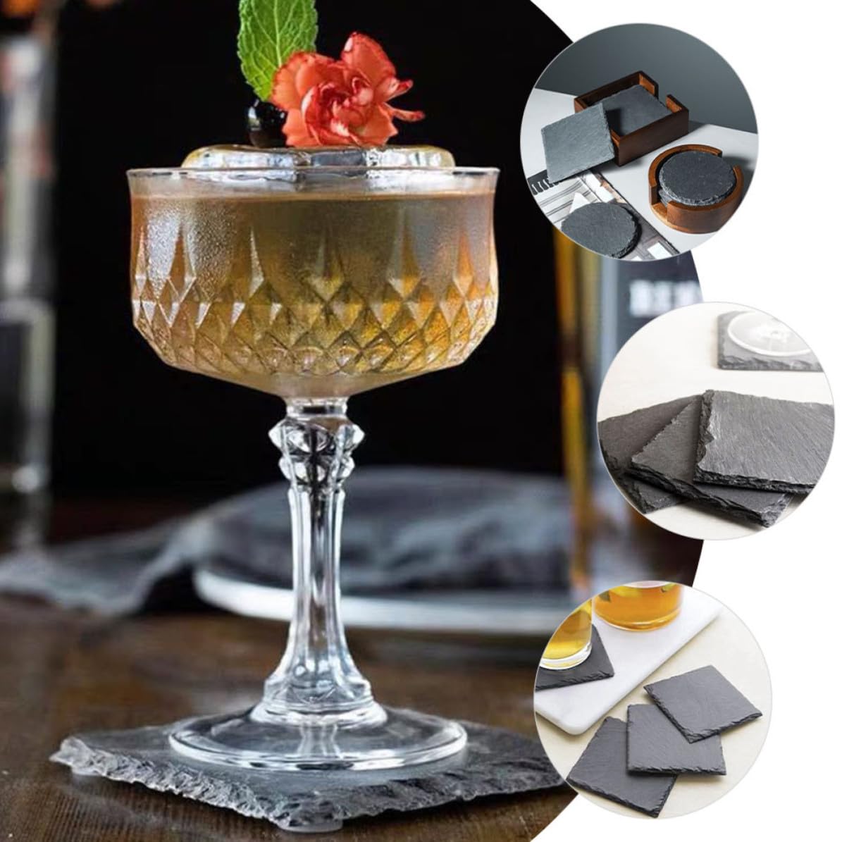 Natural Stone Coaster Set V46412