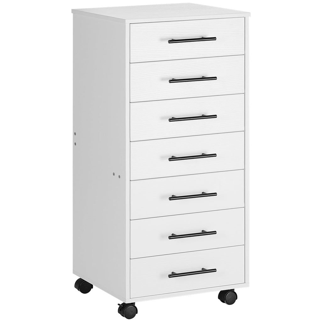 White 7 Drawer Wood File Cabinet I21266