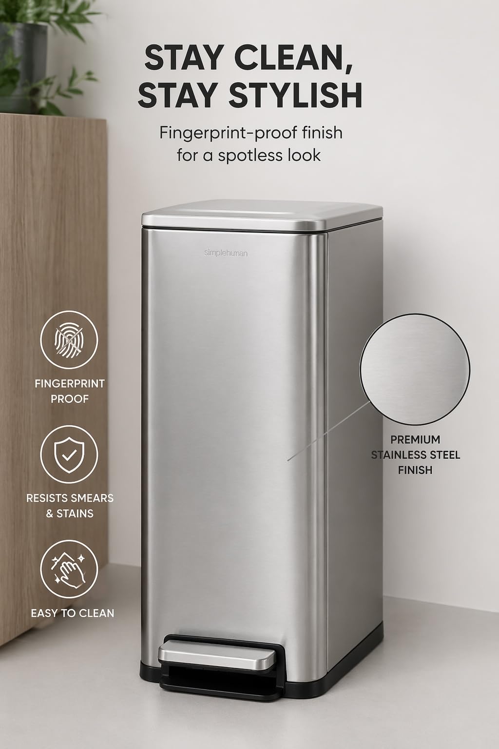 43L Dual Recycling Bin Stainless Steel L33739