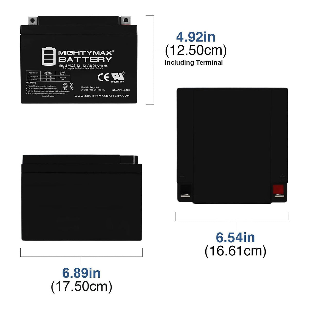 12V 26AH Sealed Lead Acid Battery 4 Pack C6304