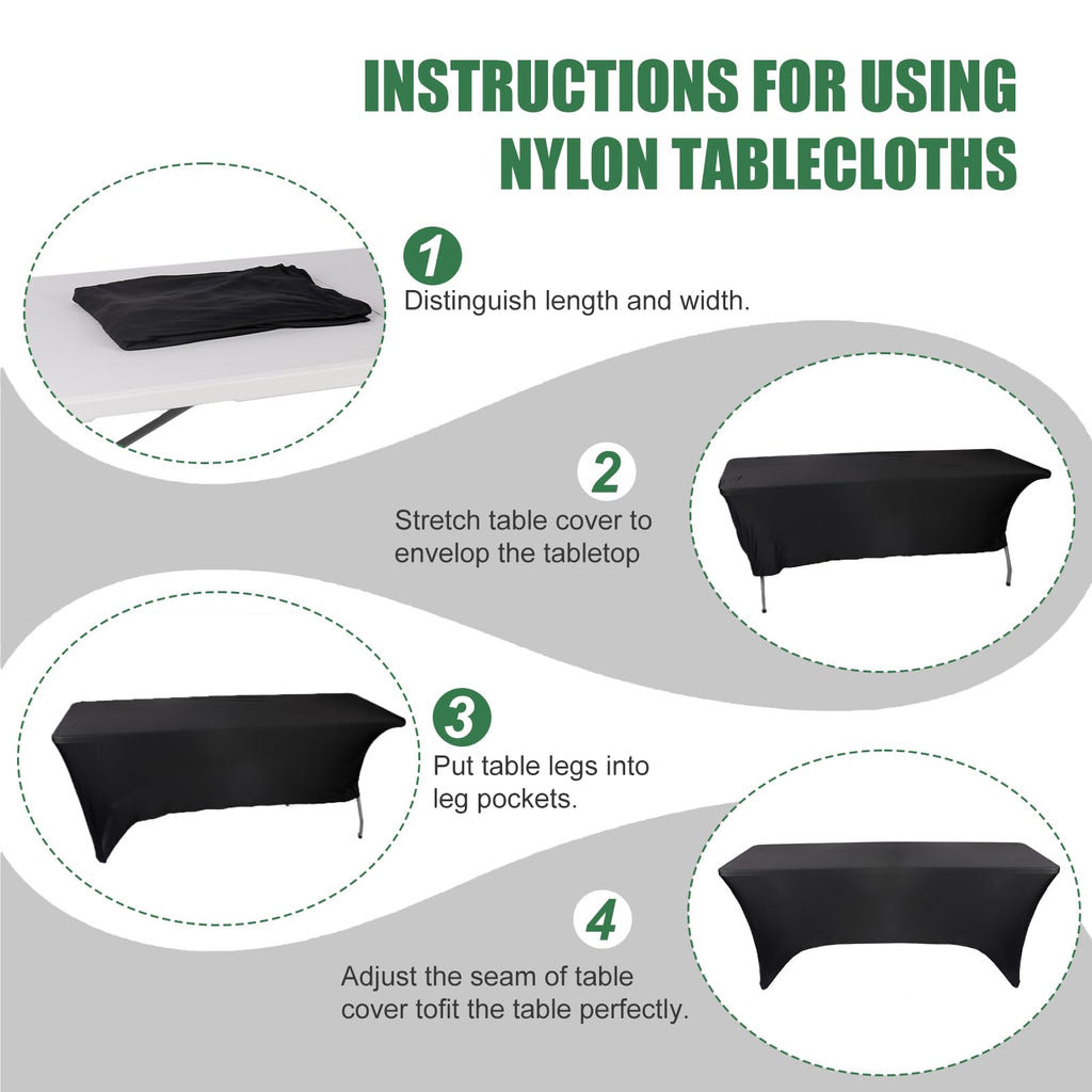 6FT Portable Folding Table with Black Tablecloth Y566448