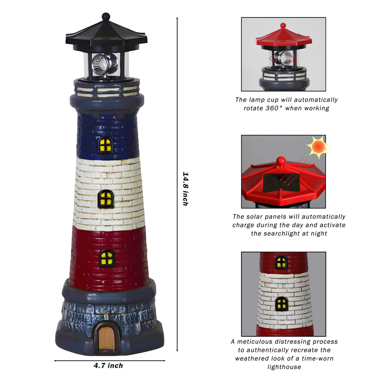 Solar Lighthouse Outdoor Garden Statue I312348