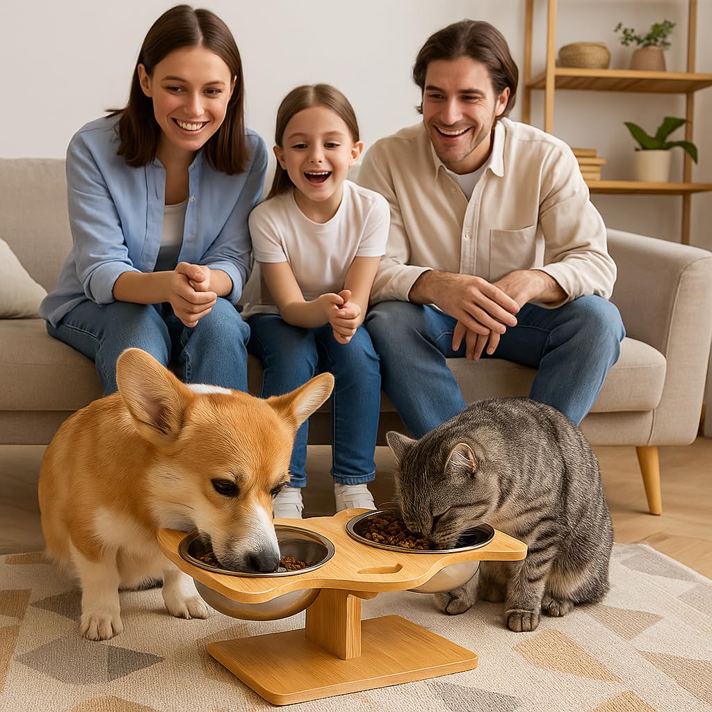 Elevated Stainless Steel Cat and Dog Bowl Set H3761