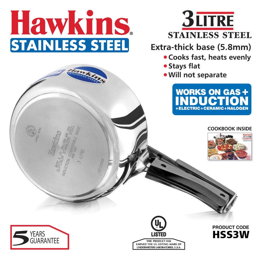 Stainless Steel Induction Compatible Pressure Cooker, 3 Litre Y70414