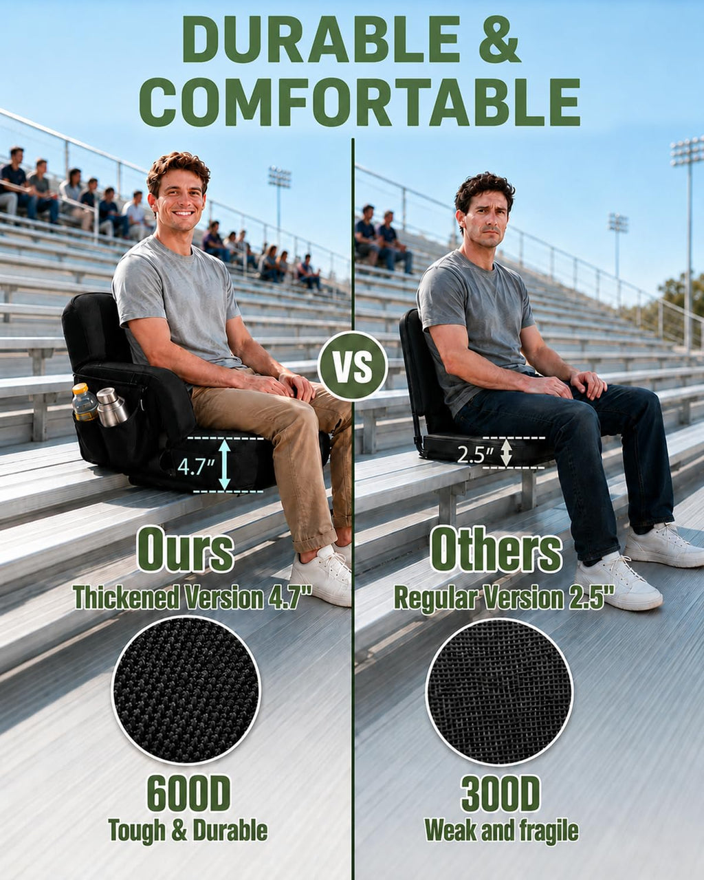 25" Wide Stadium Seats with Armrests & Back Support C697373