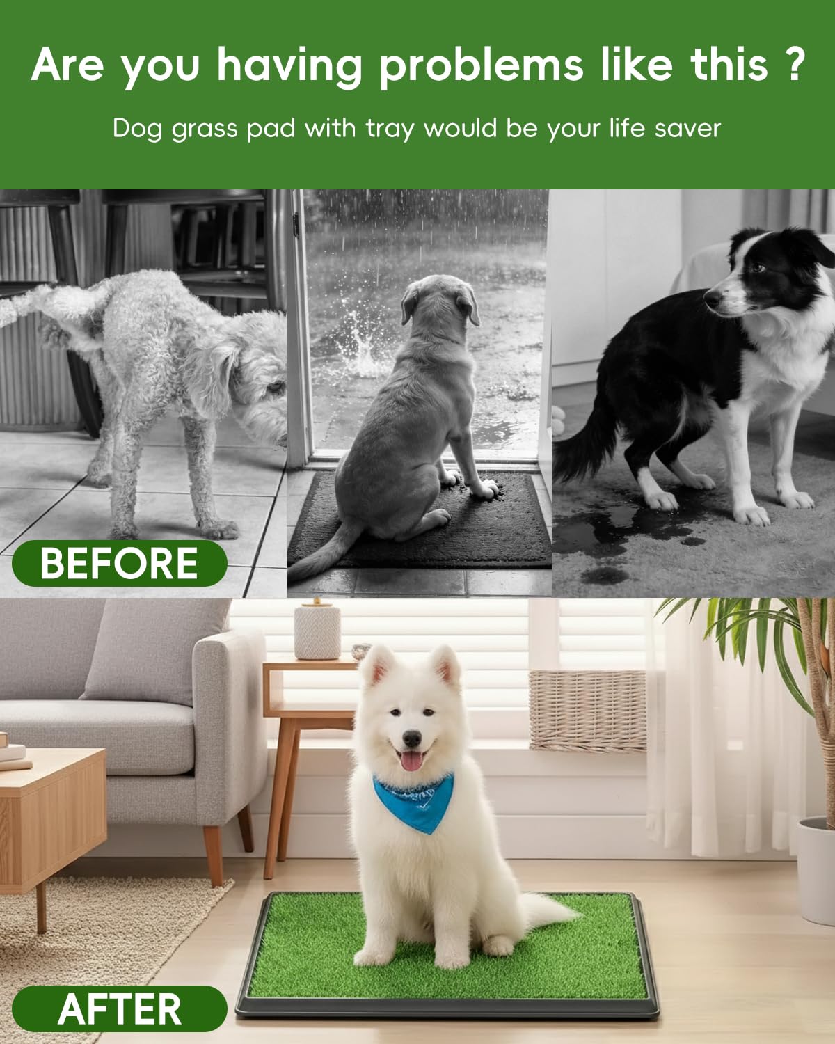 25" x 20" Artificial Grass Dog Potty Training Pad with Tray D990