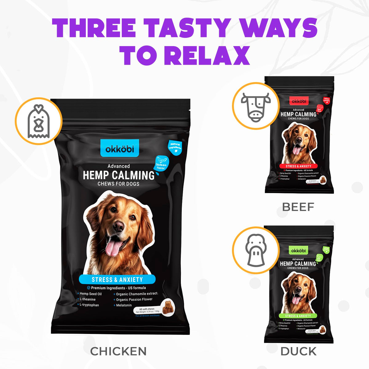 Chicken Flavor 60 Count Calming Chews for Dogs I483
