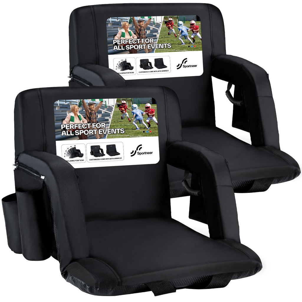 Stadium Seats with Back Support 2.5'' Thick Cushion 6 Adjustable Angle Bleacher Seat with Armrest U138